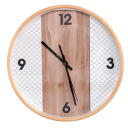 [V1871710000] Orologio legno naturale e bianco tondo cm ø32h4