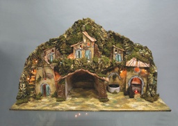 [19977583] Paesaggio Per Presepe Cm.42X96X58H Con Fontana,Mulino,Fuoco,10Luci decorazione di Natale