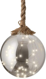 [19625778] Pallina di Natale Luminosa in Vetro Fumè con Micro Led - 20 cm