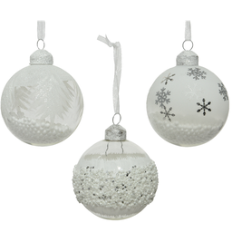 [20035419] Pallina di natale assortite bianche Ø8 cm