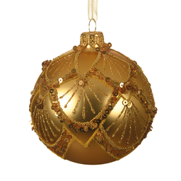 [20035414] Pallina di natale colore oro con decorazioni in rilievo Ø8 cm
