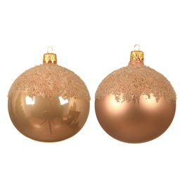 [20035561] Pallina di natale colore oro rosa assortite con top ricoperto di glitter Ø8 cm