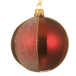 [20035463] Pallina di natale colore rosso effetto spicchi Ø8 cm