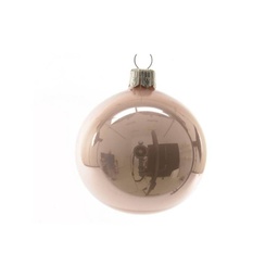 [KAE113524] Box Da 6 Palline  Di Natale In Vetro   Rosa Lucido Cm 8