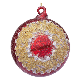 [20036629] Pallina di natale in vetro Florid corona rossa Ø10 cm