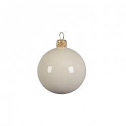 [KAE113152] Box Da 6 Palline A Sfera Natalizia In Vetro Bianco Latte 6 Cm