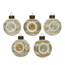 [20035421] Palline di Natale Assortite con decoro scavato Ø6 cm