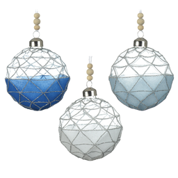[20035425] Palline di Natale con sabbia colorata assortite Ø8 cm