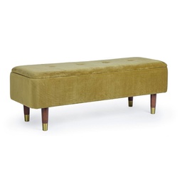 [B0721572] Panca 2 posti contenitore velluto verde Kira cm 120 x 42 x 42