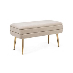 [B0720384] Panca contenitore beige con piedi cm 79.5 x 37.5 x 42h