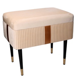 [V2809730000] Panca contenitore velluto crema cm 50x35h47