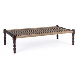 [B0720029] Panca etnica in legno Nero KHAT TAMIL 176x86x h46 cm