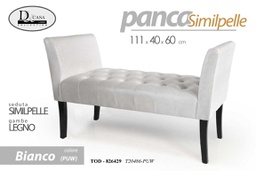 [GIC826429] Panca in similpelle bianca gambe in legno sendiletto