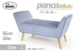[GIC826474] Panca in velluto cielo gambe in legno  scendiletto