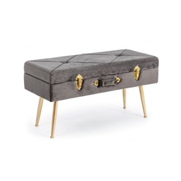 [B0720328] Panca in velluto con contenitore Grigio POLINA 80x34x h42 cm