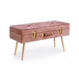 [B0720327] Panca in velluto con contenitore Rosa Antico POLINA 80x34x h42 cm