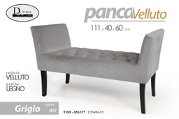 [GIC826337] Panca in velluto grigio gambe in legno retro