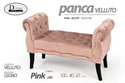 [GIC822759] Panca in velluto rosa gambe in legno  retro