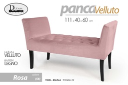 [GIC826344] Panca in velluto rosa gambe in legno retro