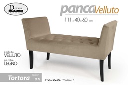 [GIC826320] Panca in velluto tortora gambe in legno scendiletto