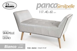 [GIC826542] Panca retro  in similpelle bianca gambe in legno