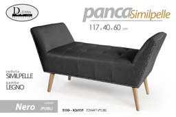 [GIC826535] Panca retro in similpelle nera gambe in legno