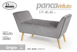 [GIC826450] Panca retro in velluto grigio gambe in legno