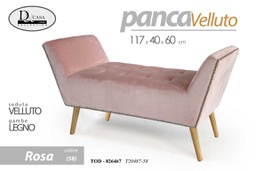 [GIC826467] Panca retro in velluto rosa gambe in legno