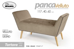 [GIC826443] Panca retro in velluto tortora gambe in legno