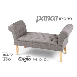 [GIC761409] Panca retrò in tessuto scendiletto grigio cm 103 x 40 x 60 h