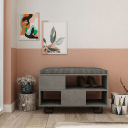 [EFFEZ99284] Panca scarpiera Troy retro grey con cuscino EFFEZ