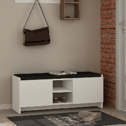 [EFFEZ99285] Panca scarpiera Zulla bianca con ante e cuscino EFFEZ