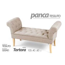 [GIC761393] Panca stile shabby tessuto scendiletto tortora cm 103 x 40 x 60 h