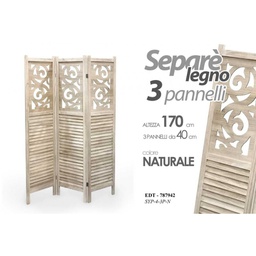 [GIC787942] Paravento Separe' in legno naturale divisorio cm 120 x 170