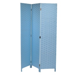 [V42056500AZ] Paravento poliestere 3 ante azzurro cm40h175