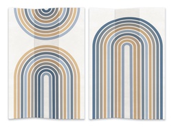 [V4206730000] Paravento stampa 3 ante azzurro e arancione cm 120,6x2,5xh180,6x2,5xh180xh180