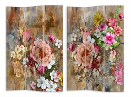 [V4206810000] Paravento stampa 3 ante con fiori rosa cm 120,6x2,5xh180,6x2,5xh180