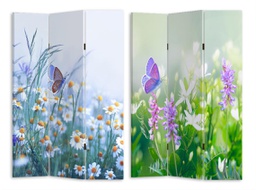 [V4206770000] Paravento stampa 3 ante fiori e farfalle cm 120,6x2,5xh180,6x2,5xh180