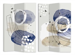 [V4214440000] Paravento stampa cerchi bianco blu 3 ante rettangolare cm 120,6x2,5xh180,6x2,5xh180