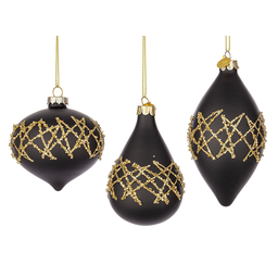 [20036627] Pendagli vetro nero-oro EMBELLISH assortiti