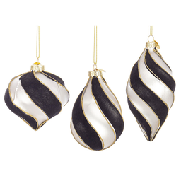 [20036621] Pendagli vetro nero-oro-bianco MONOCHROME assortiti