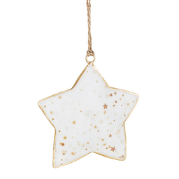 [20036729] Pendaglio Stella bianco decorato con stelle oro H10cm