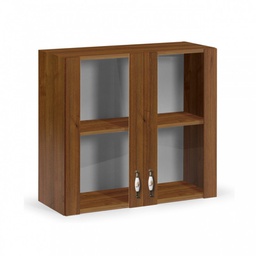 [A10433] Pensile vetrina 2 ante noce antico in legno nobilitato H.72x80x32 cm