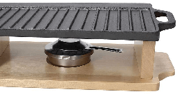 [20007880] Piastra Grill + Base Legno 33x20x11h cm in Ghisa Nero
