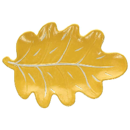 [19913700] Piatto 25 Cm X 17 Cm X H 3 Cm Foglia Porcellana Giallo
