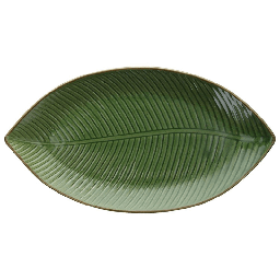 [20003565] Piatto Foglia Stoneware 34 Cm X 18 Cm X H 3 Cm Stoneware Verde