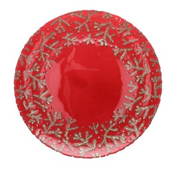 [2006476] Piatto Portata 33x2.5 cm Vetro Rosso