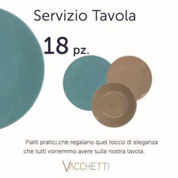 [V5861110000] Piatto servizio 18 pz turchese-tortora cm27x27h26