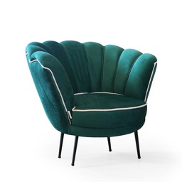 [FZ97196] Poltrona a conchiglia Orel in velluto verde smeraldo bordo bianco