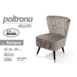 [GIC802300] Poltrona da camera tortora in velluto cm 63 x 66 x 84 h
